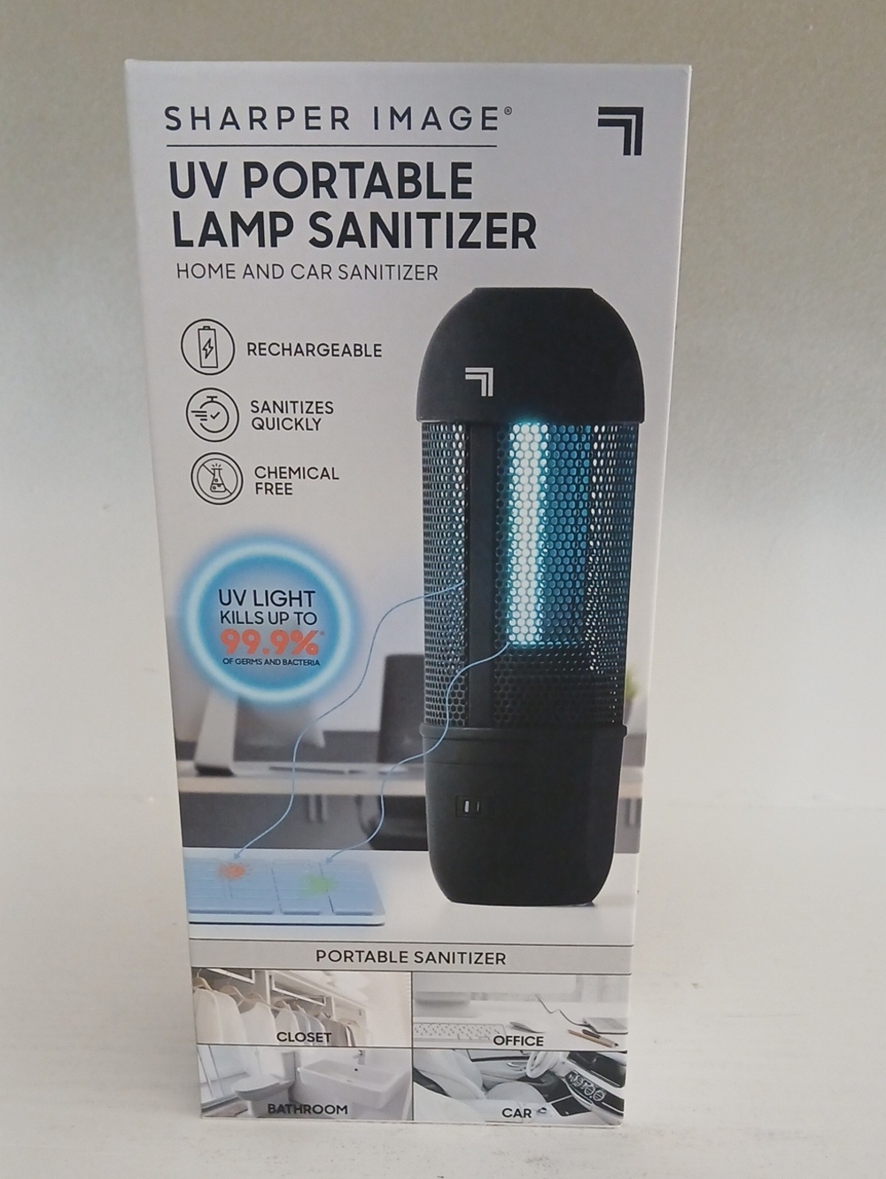 Sharper Image Black Portable UV Lamp Sanitizer with Blue Light